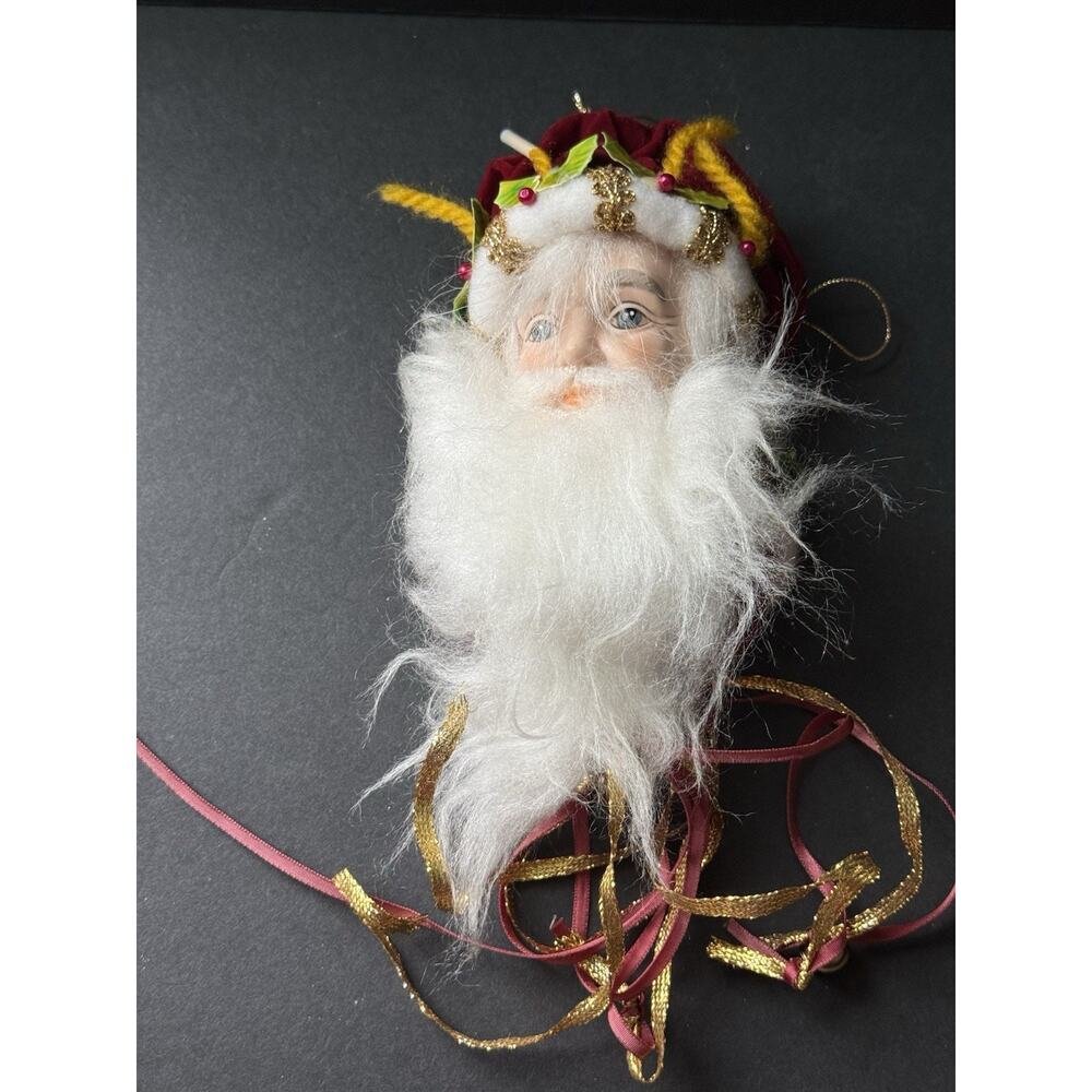 Vintage Sylvestri Old World Santa Head Hanging Ornament 9” Holiday Decor Whimsy
